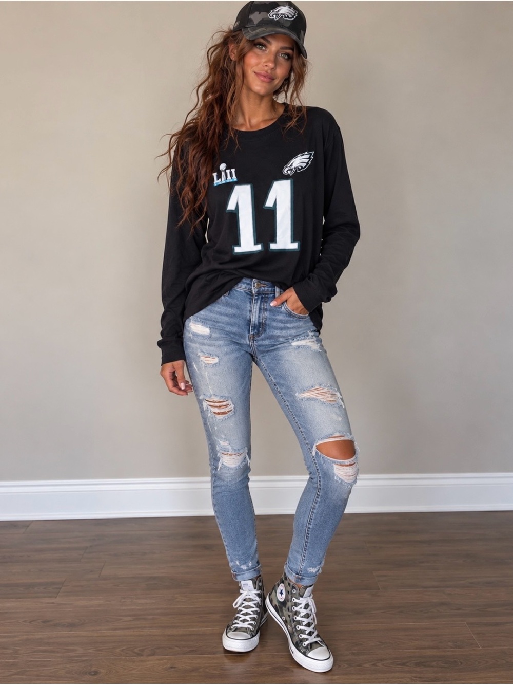 NWT Fanatics Women’s NFL Super Bowl LII Philadelphia Eagles #11 Wentz LS Tee